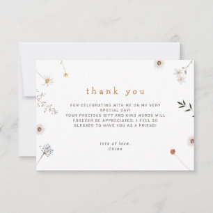 Wildflower Minimal Floral Thank You Card