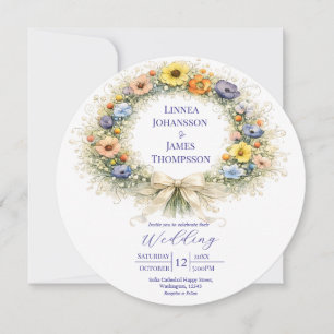 Wildflower Minimal Garden Romantic Wedding  Invitation