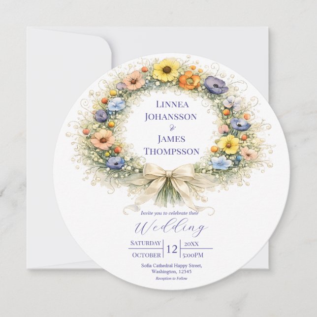 Wildflower Minimal Garden Romantic Wedding  Invitation (Front)
