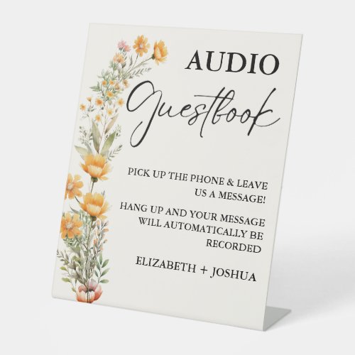 Wildflower Minimalist Black Audio Guestbook Sign