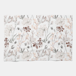 Wildflower minimalist elegant leaves soft floral kitchen towel