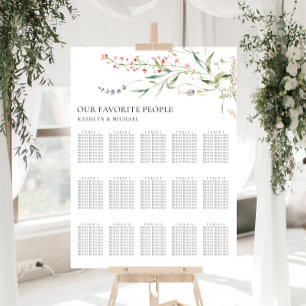 Wildflower Minimalist Wedding 15 Table Seating Poster