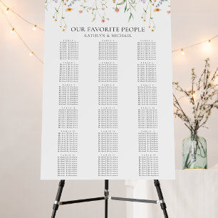 Wildflower Minimalist Wedding 18 Table Seating Foam Board
