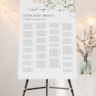 Wildflower Minimalist Wedding Alphabetical Seating Foam Board