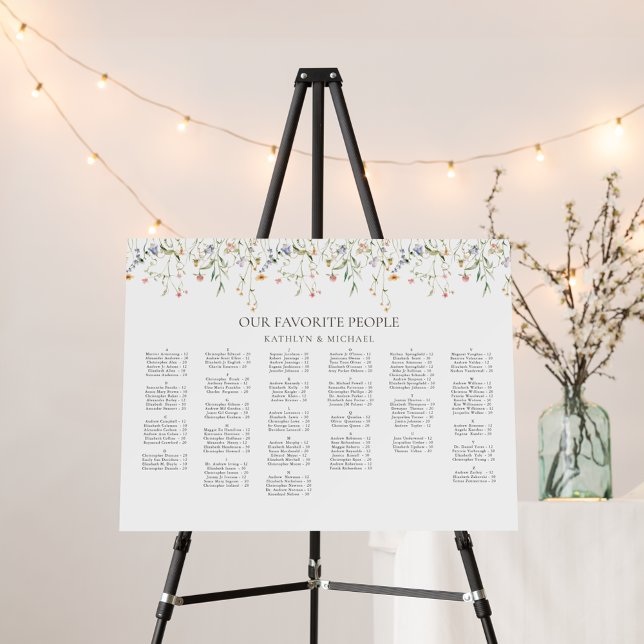 Wildflower Minimalist Wedding Alphabetical Seating Foam Board (Creator Uploaded)