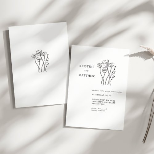 Wildflower Minimalist Wedding Invitation