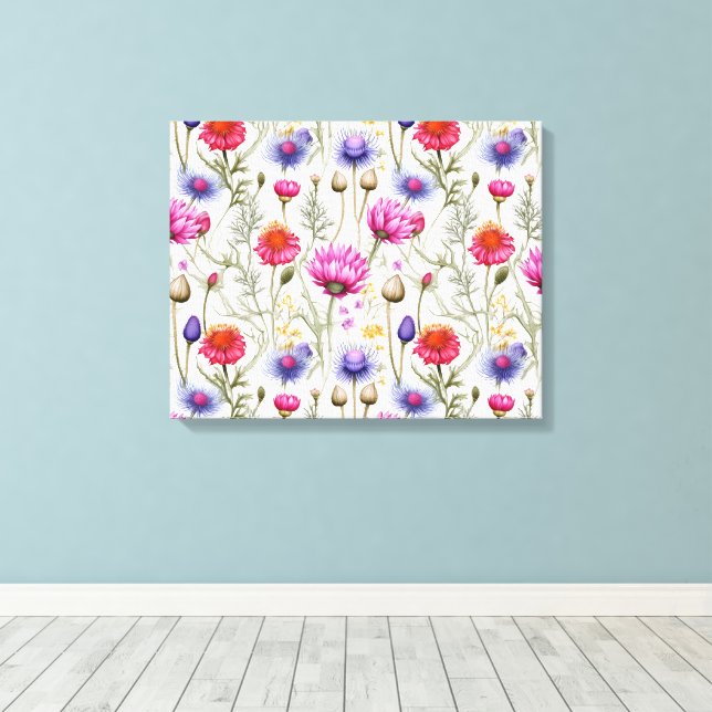 Wildflower Mix Premium Wrapped Canvas (Insitu(Wood Floor))