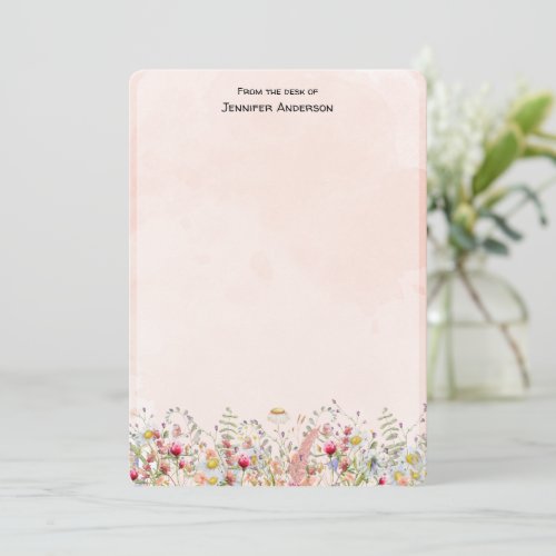 Wildflower Modern Botanical Floral Personalized Note Card