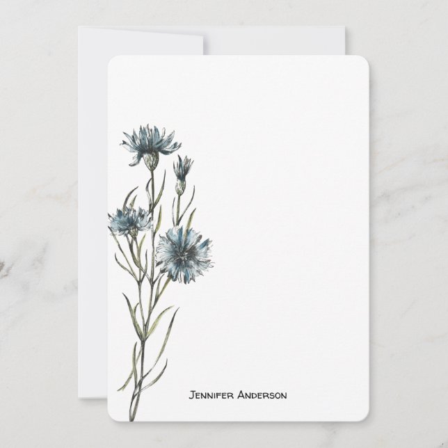 Wildflower Modern Botanical Greenery Personalized Note Card (Front)