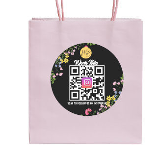 Wildflower Modern Business Instagram Qr Code  Classic Round Sticker