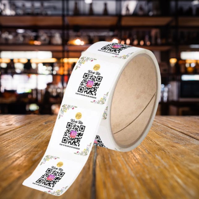 Wildflower Modern Business Instagram Qr Code  Square Sticker (Creator Uploaded)