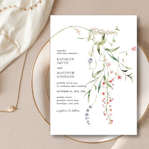 Wildflower Modern Colorful Floral Arch Wedding Invitation