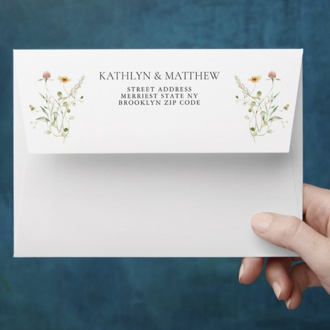 Wildflower Modern Colorful Floral Garden Wedding Envelope (Creator Uploaded)