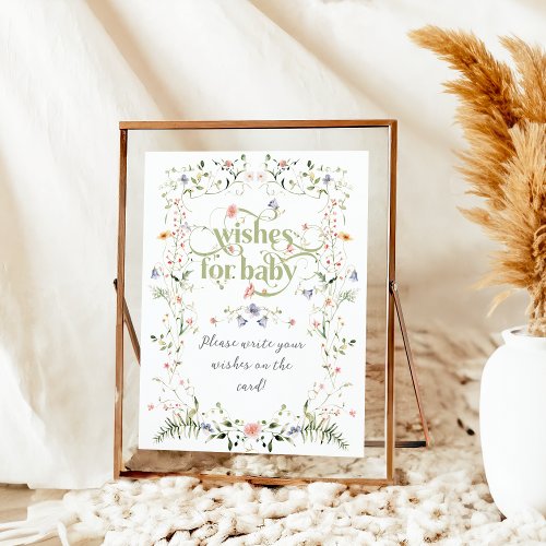 Wildflower Modern Floral Baby Shower Wishes Poster