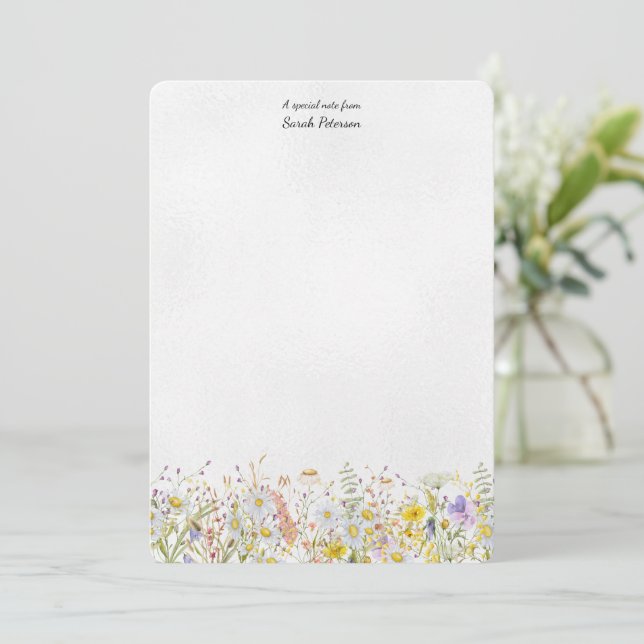 Wildflower Modern Floral Botanical Personalized Note Card (Standing Front)