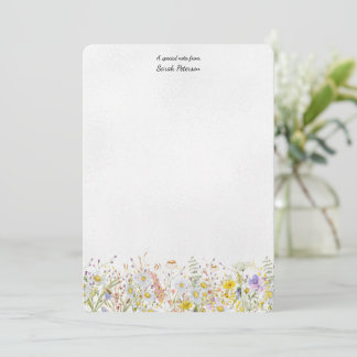 Wildflower Modern Floral Botanical Personalized Note Card