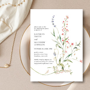 Wildflower Modern Floral Garden Engagement Party Invitation