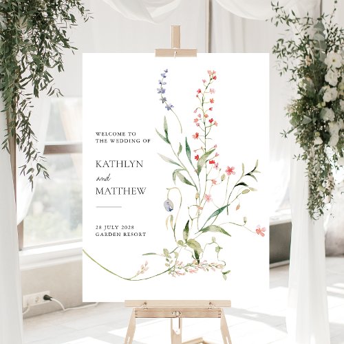 Wildflower Modern Floral Garden Wedding Welcome Foam Board