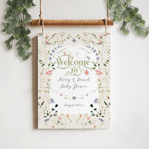 Wildflower Modern Floral Neutral Baby Shower Foam Board