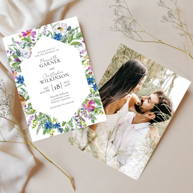 Wildflower Modern Photo Wedding Invitation (Creator Uploaded)