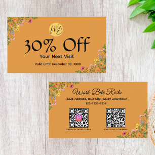 Wildflower Modern Restaurant Qr Code Menu and Discount Card