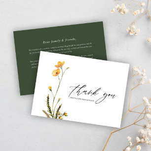 Wildflower Modern Rustic Minimalist Wedding Thank You Card