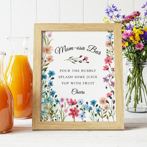 Wildflower Mom-osa Bar Baby Shower Sign