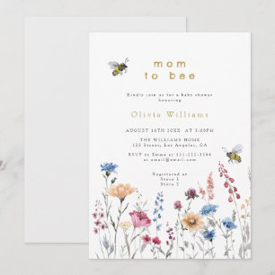 Wildflower Mom To Bee Meadow Baby Shower Invitation