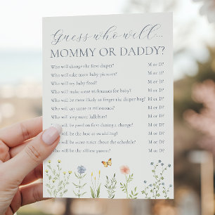 Wildflower Mommy or Daddy Baby Shower Game Advice Card