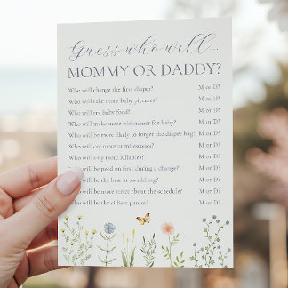 Wildflower Mommy or Daddy Baby Shower Game Advice Card