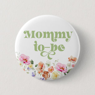 Wildflower mommy to be button
