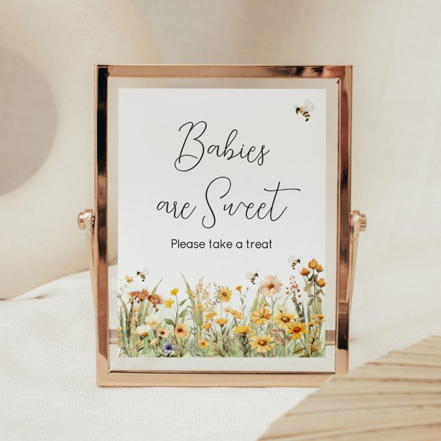 Wildflower Mommy to Bee Babies are Sweet Poster (Mommy to Bee Wildflower Baby Shower Babies are Sweet Sign)