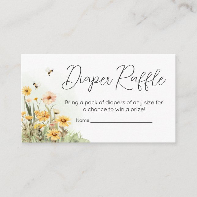 Wildflower Mommy to Bee Baby Shower Diaper Raffle Enclosure Card (Front)