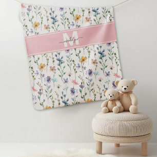 Wildflower Monogram Baby Blanket