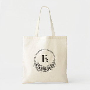 Wildflower Monogram Bridesmaid Tote Bag Gift