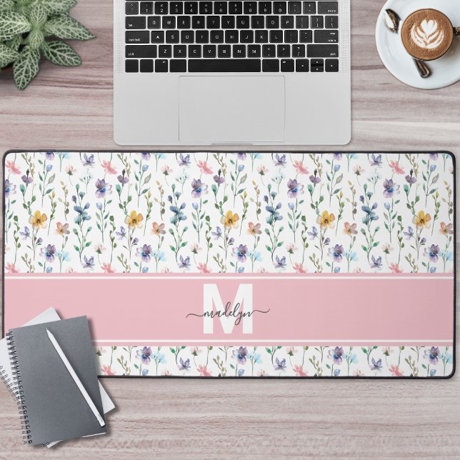 Wildflower Monogram Desk Mat (Wildflower Monogram Desk Mat )