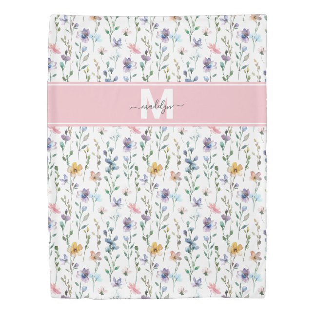 Wildflower Monogram Duvet Cover (Front)