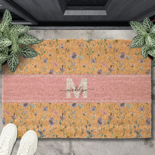 Wildflower Monogram Fiber Doormat