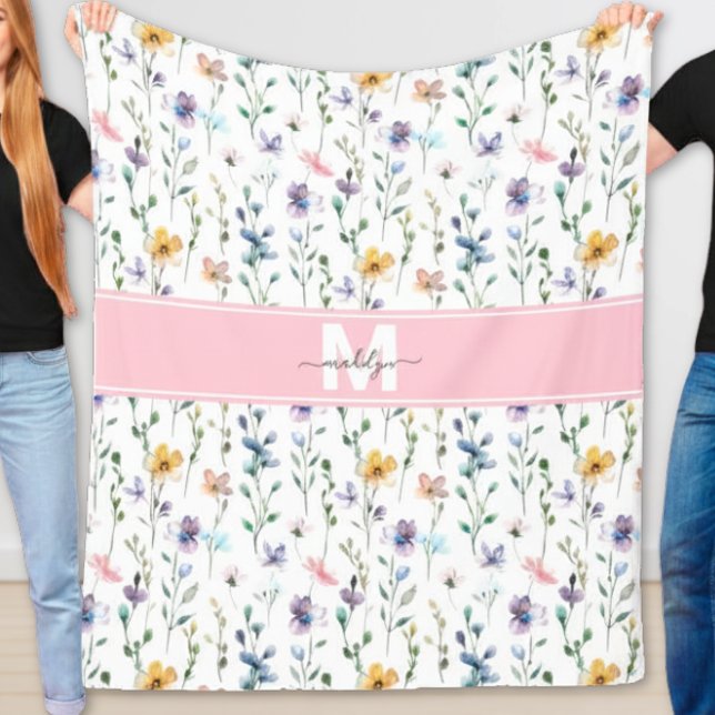 Wildflower Monogram Fleece Blanket (Wildflower Monogram Fleece Blanket)