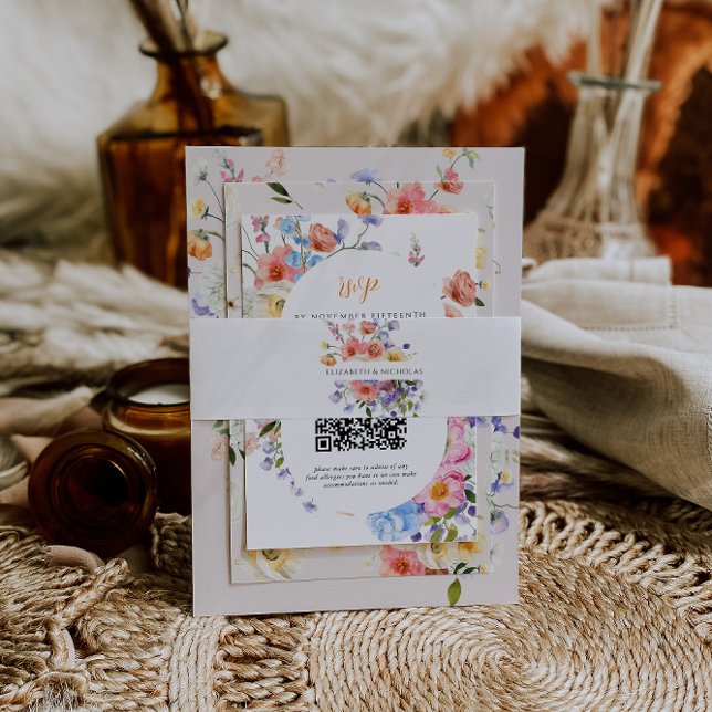 Wildflower Monogram | Floral Wedding Invitation Belly Band (Creator Uploaded)