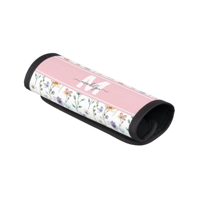 Wildflower Monogram Luggage Handle Wrap (Angled)