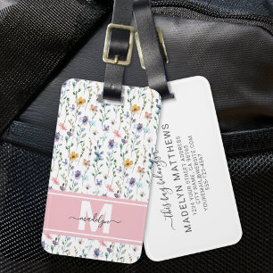 Wildflower Monogram Luggage Tag