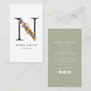 Wildflower Monogram N Business Card