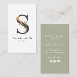 Wildflower Monogram S Business Card