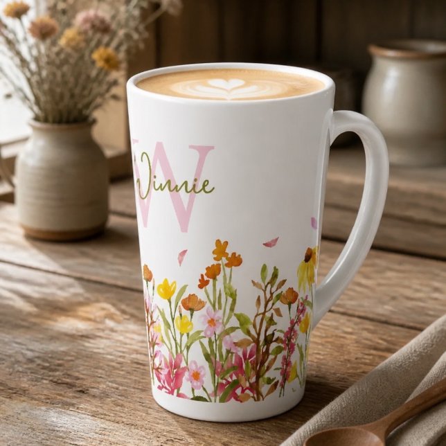 Wildflower Monogram Tall Latte Mug (Creator Uploaded)