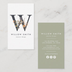 Wildflower Monogram W Business Card