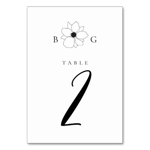 Wildflower Monogram Wedding Table Number