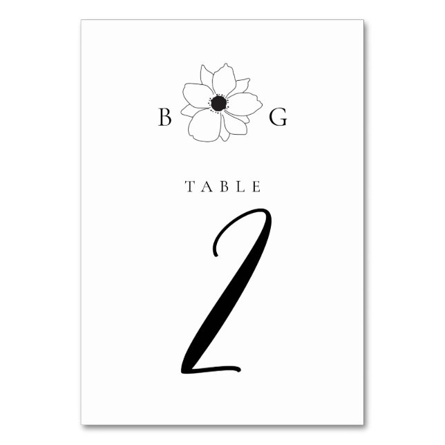 Wildflower Monogram Wedding Table Number (Front)
