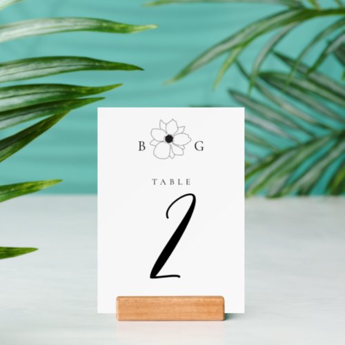 Wildflower Monogram Wedding Table Number Holder