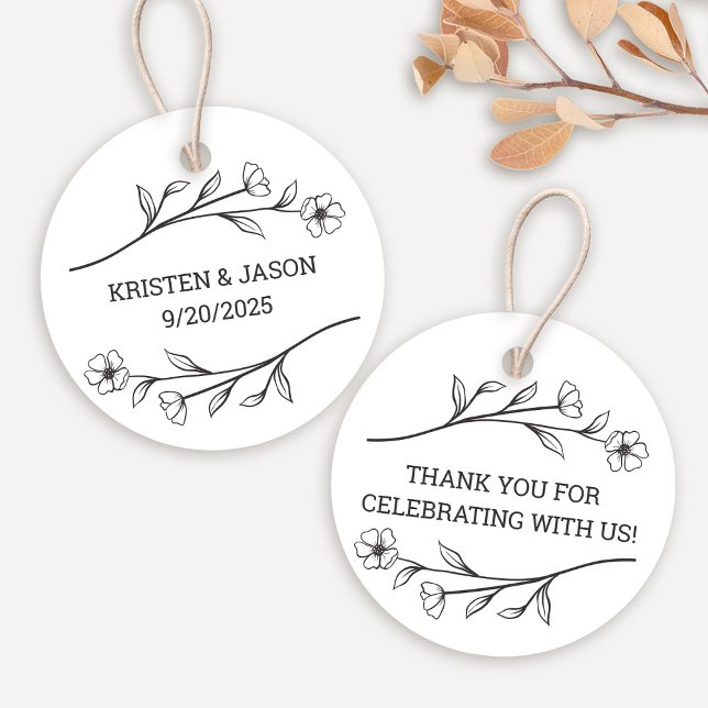 Wildflower Monogram Wedding Tag (Wildflower Monogram Wedding Tags by Fiesta Valley Print)